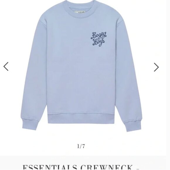 Bogey Boys Crewneck Pullover Sweatshirt Light Blue Embroidered Script Logo-Large - Picture 2 of 6